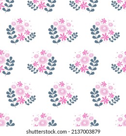 Handgezeichnete abstrakte Blume, nahtloser Muster, Vektorgrafik