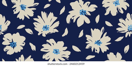 Hand drawn Abstract flower seamless pattern. Flower pattern.