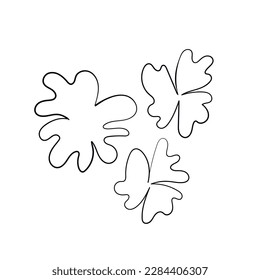 Hand drawn abstract flower silhouette. Black and white outline simple vector illustration. Decorative branches. Spring and summer leaf icon. Doodle style.