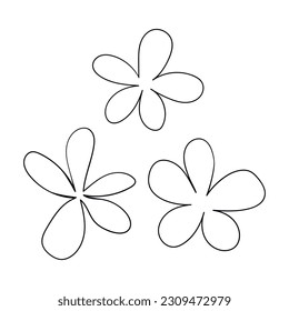 Hand drawn abstract flower silhouette. Black and white outline simple vector illustration. Decorative branches. Spring and summer leaf icon. Doodle style.