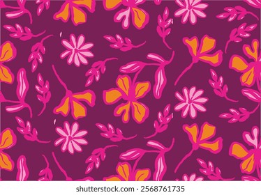 Hand drawn abstract flower vector illustration, for fabric, textile, apparel, poster, cover, banner, wall art, home decor, background.