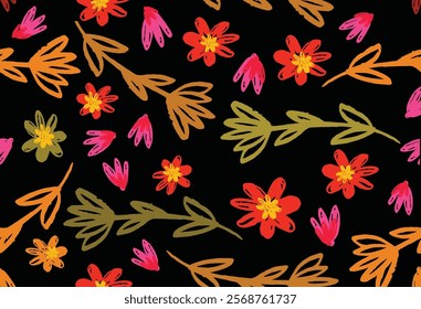 Hand drawn abstract flower vector illustration, for fabric, textile, apparel, poster, cover, banner, wall art, home decor, background.