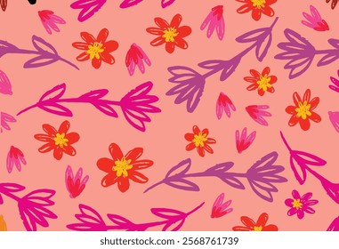 Hand drawn abstract flower vector illustration, for fabric, textile, apparel, poster, cover, banner, wall art, home decor, background.