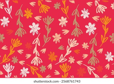 Hand drawn abstract flower vector illustration, for fabric, textile, apparel, poster, cover, banner, wall art, home decor, background.