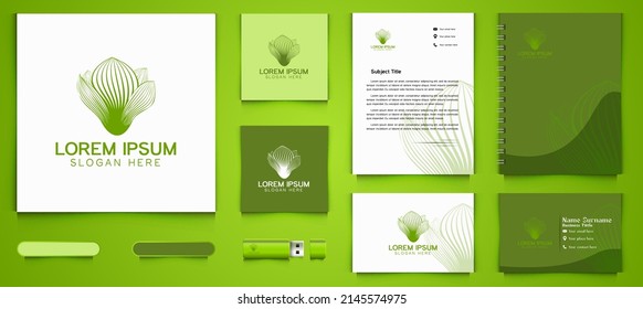 Hand drawn abstract flower or vegetables logo and business branding template Designs Inspiration Isolated on White Background