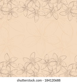 Hand drawn abstract flowers background with empty space for your text 
