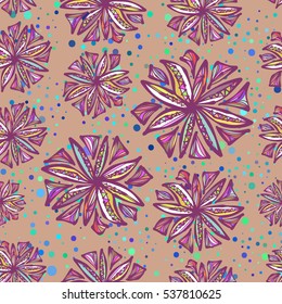 Hand drawn abstract flowers. Bright vector seamless pattern.