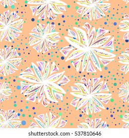 Hand drawn abstract flowers. Bright vector seamless pattern.