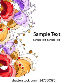 Hand drawn abstract flowers on white background