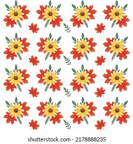 Patrón de flores abstractas dibujadas a mano sobre blanco. Patrón de flor vectorial floral repetitivo. 