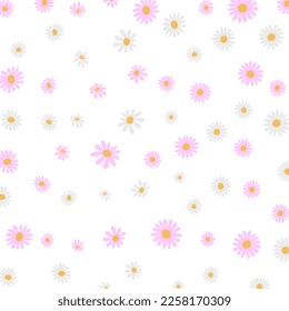 Hand drawn abstract flowers seamless pattern on white Repeating floral vector pattern calico shabby chic vector print isolated transparent free floral meadow seamless border Spring flowers transparent