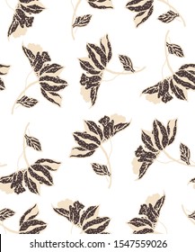 Hand Drawn Abstract Flowers Vector Pattern Isolated Background