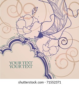  hand drawn abstract frame with floral elements