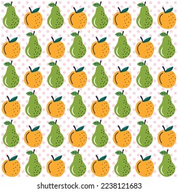 Hand drawn abstract fruit pattern. Hand drawn fruit background. Organic doodle pattern background. 