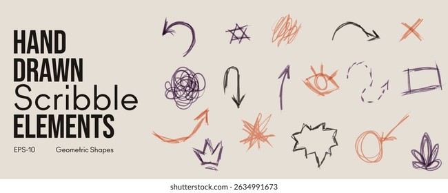 Hand gezeichnet Abstrakt Spaß Kind Skizze Doodles, Grunge Bleistift Texturen Doodle Lines Vektor handgezeichnete Pinselstrich für Präsentation und Kreative Design Projekte