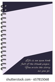 Hand drawn abstract geometric design for decorate book, notebook, case, stationery. Mock up of the notebook. Cover A5 template. EPS 10.