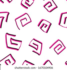 Hand Drawn Abstract Geometric Greek Key Shapes Symbols Repeating Vector Pattern Isolated Background