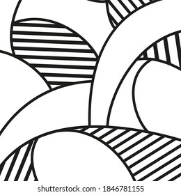 Hand drawn abstract geometric pattern. Abstract drawing. Black and white illustration