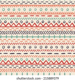 Hand drawn abstract geometric seamless pattern, vector illustration 