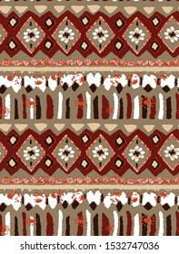 Hand Drawn Abstract Geometric Shapes Tile Ethnic Mexican Seamless Patchwork Vector Pattern