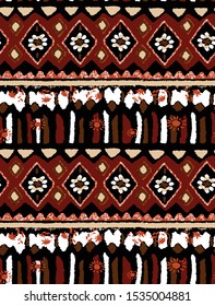 Hand Drawn Abstract Geometric Shapes Tile Ethnic Mexican Seamless Patchwork Vector Pattern