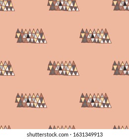 hand drawn abstract geometric triangle seamless pattern. vector illustration, trendy background. fabric, wrapping paper, background, wallpaper, surface and textile design. nice scandinavian colors.