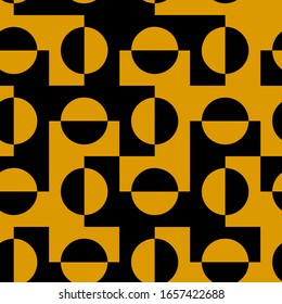 Hand Drawn Abstract Geometric Two Colors Circles Dots Optical Shapes Repeating Vector Pattern