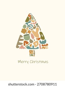 Handgezeichnete abstrakte Geometrie-Weihnachtsbaum. Vektorgrafik.