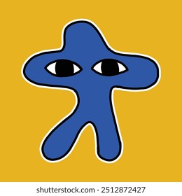hand drawn abstract groovy character illustration