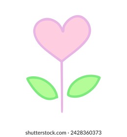Hand Drawn Abstract Heart Shaped Flower Plant