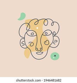 Hand drawn abstract human face background of contemporary trendy vector illustrations done in lines and pastel colors