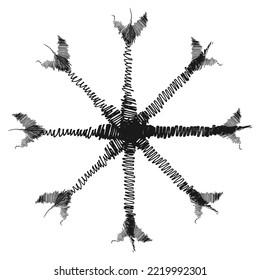 Dibujo manual Imagen abstracta con pinceladas de silueta de copo de nieve en estilo doodle. Icono. Aislar