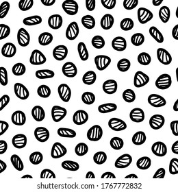 Hand drawn abstract ink circles seamless pattern. Vector abstract background. Texture for textile, card, print, postcard.