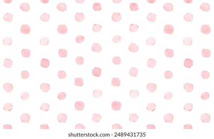 Dibujado A Mano Abstractas Irregular Geométrico Patrón Sin Costura. Pincel rosa pastel con lunares sobre fondo blanco. Impresión de Vector sin fin de acuarela simple. Fondo De Puntos Repetible. RGB.