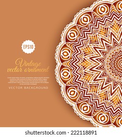 Hand drawn abstract lace background. Flower ornament. Vector illustration