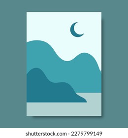 Hand drawn abstract landscape cover design. Wall decor art. Vector illustration