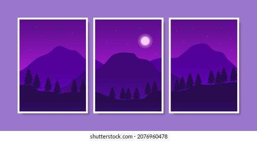Hand drawn abstract landscape covers collection. Vector illustration