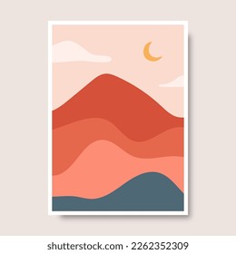 Hand drawn abstract landscape covers design. Vector illustration