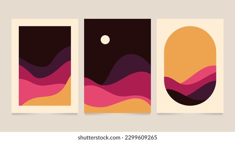 Hand drawn abstract landscape covers collection