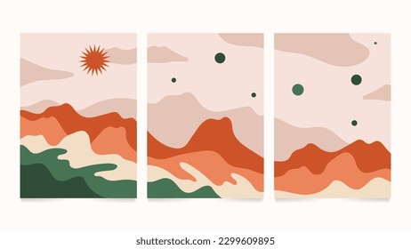 Hand drawn abstract landscape covers collection