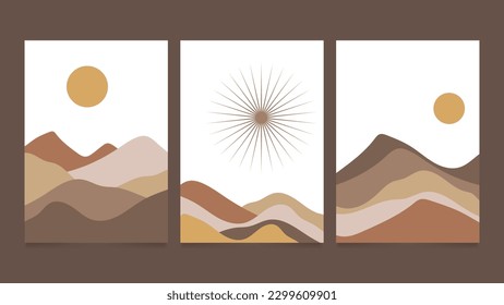 Hand drawn abstract landscape covers collection