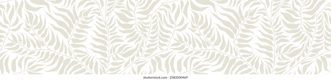 Hand drawn abstract with leaves seamless pattern. floral background.