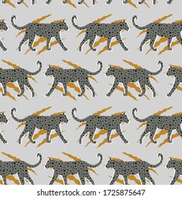 Hand Drawn Abstract Leopard with Animal Skin Texture. Repeating Vector Pattern Isolated Background