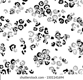 Hand Drawn Abstract Leopard Cheetah Animal Skin Repeating Vector Pattern