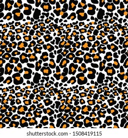 Hand Drawn Abstract Leopard Cheetah Skin Fur Shapes Seamless Vector Pattern Isolated Background