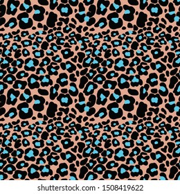 Hand Drawn Abstract Leopard Cheetah Skin Fur Shapes Seamless Vector Pattern Isolated Background