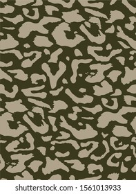 Hand Drawn Abstract Leopard Cheetah Skin Shapes Seamless Vector Pattern Isolated Background