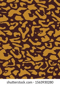 Hand Drawn Abstract Leopard Cheetah Skin Shapes Repeating Vector Pattern Isolated Background