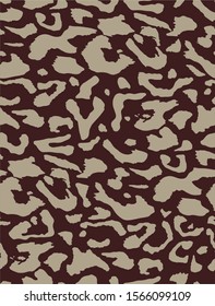 Hand Drawn Abstract Leopard Cheetah Skin Shapes Seamless Vector Pattern Isolated Background