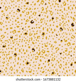 Hand Drawn Abstract Leopard Cheetah Animal Skin Repeating Vector Pattern Isolated Background